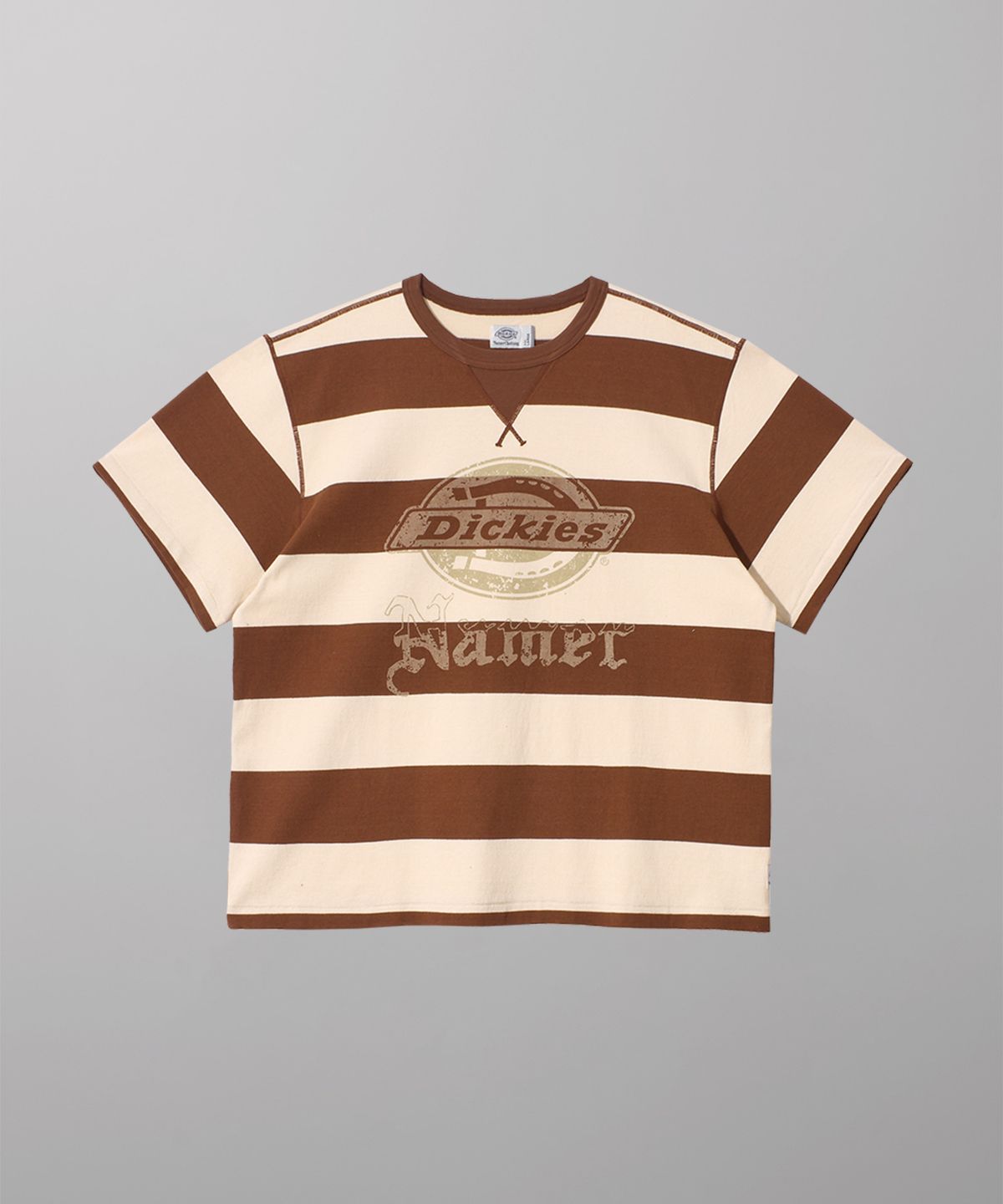 디키즈(DICKIES) X 네이머클로딩 스트라이프 티셔츠 Brown
