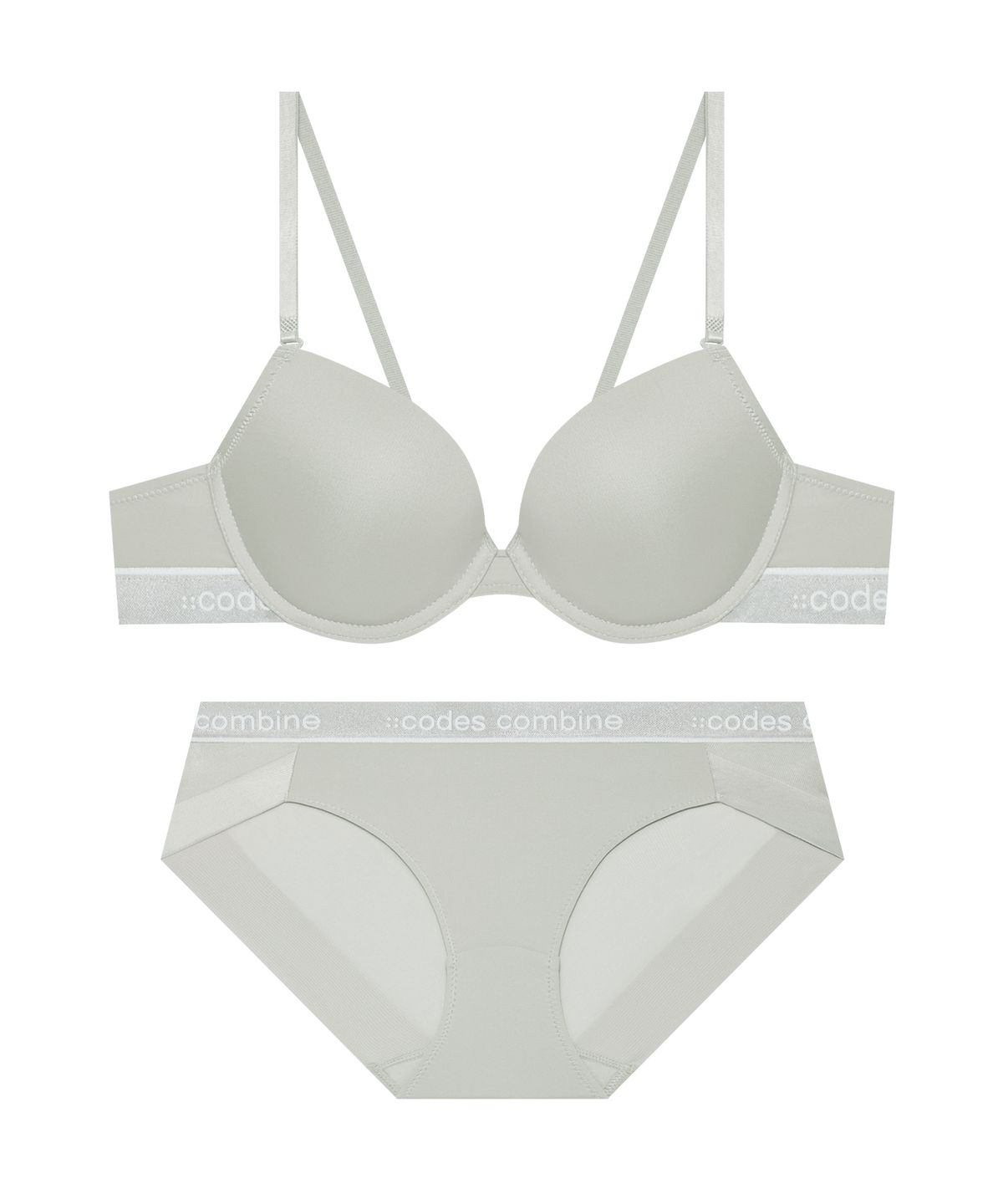 코데즈컴바인 이너웨어(CODES COMBINE INNERWEAR) 베이직 라인포인트 에어로쿨 브라 햄팬티세트_라이트그레이