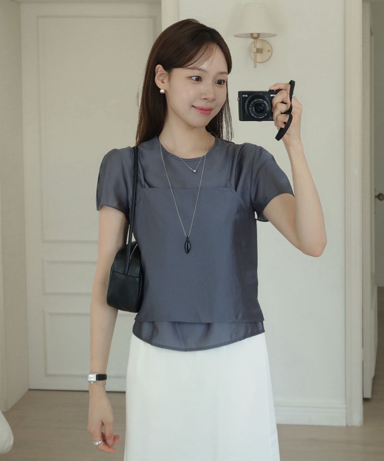 Shimmer layered blouse set