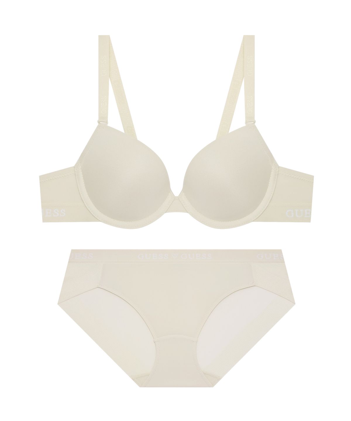 게스언더웨어(GUESS UNDERWEAR) 에어로쿨 심플 브라 팬티 세트 - 베이지