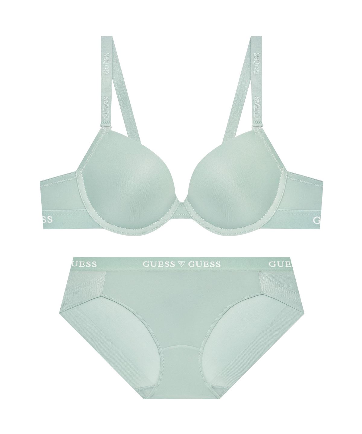 게스언더웨어(GUESS UNDERWEAR) 에어로쿨 심플 브라 팬티 세트 - 민트