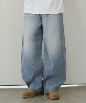 M250 커브드 와이드 데님 팬츠_연청 [숏기장 추가]