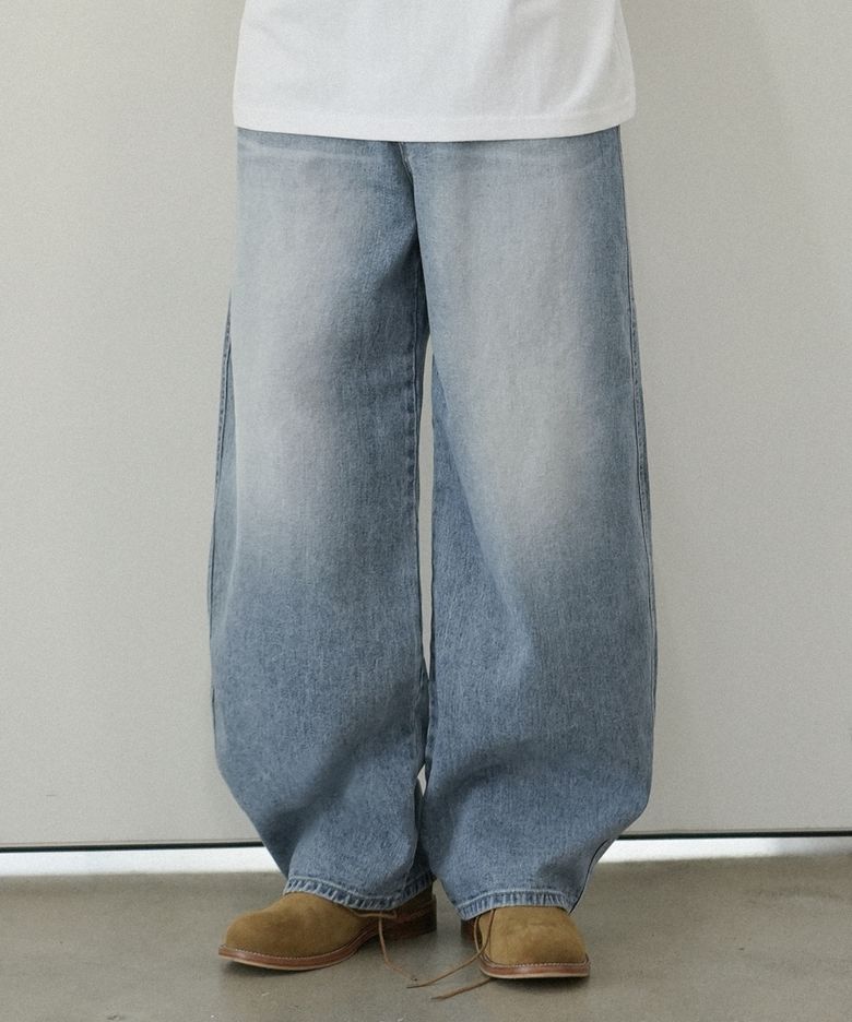 M250 커브드 와이드 데님 팬츠_연청 [숏기장 추가]