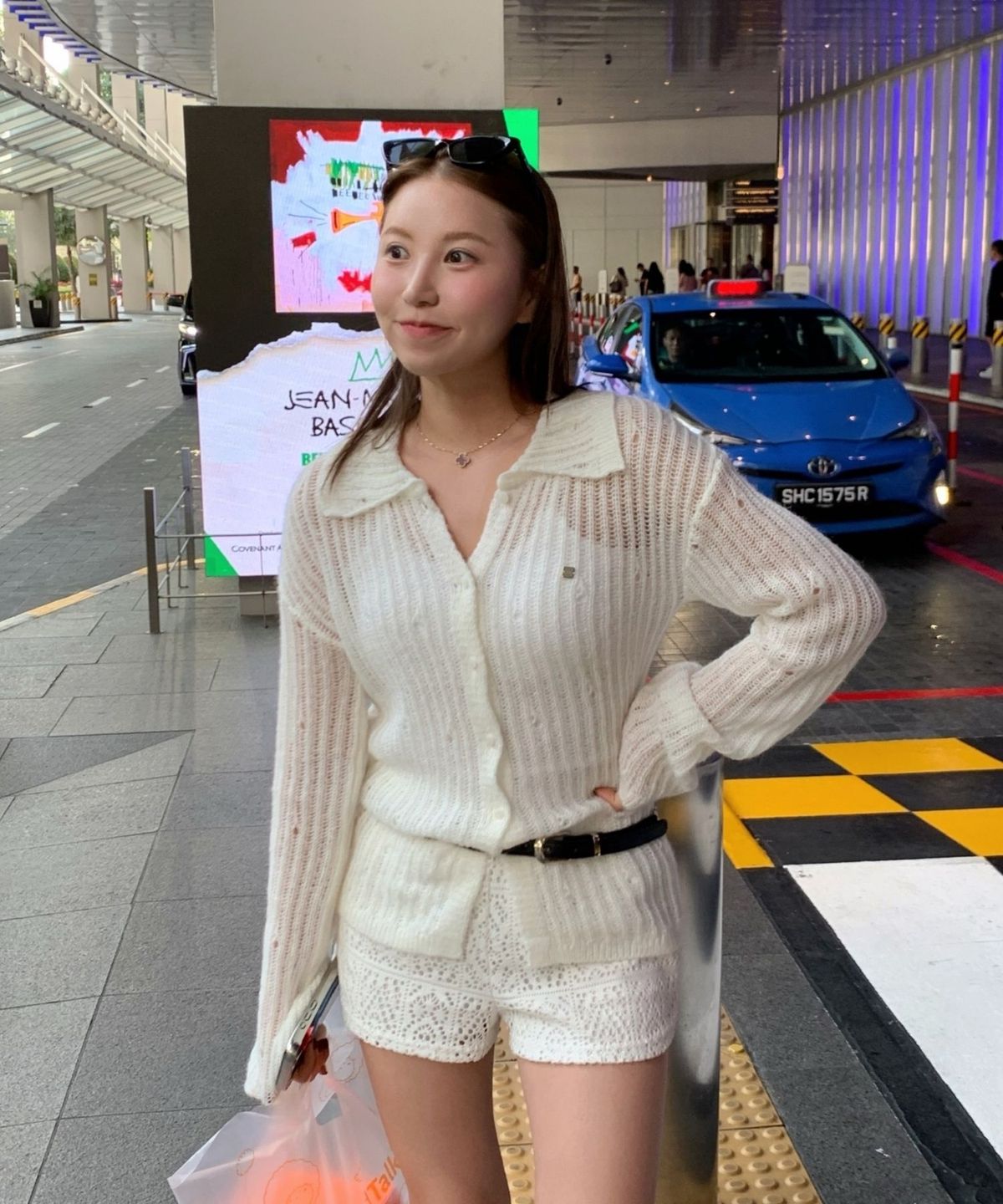 인지액티브(INJIACTIVE) Net Button Up Knit Cardigan 아이보리