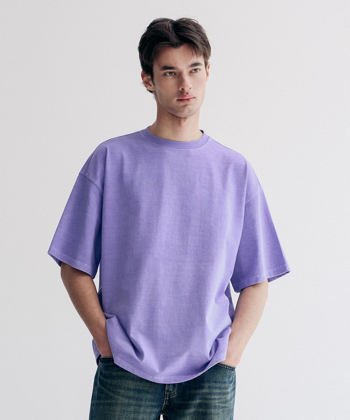 페이크캠퍼(FAKE CAMPER) 베이직 피그먼트 반팔 티셔츠 [PURPLE]