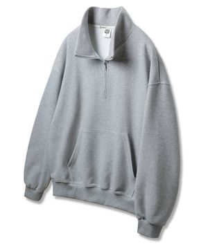 [더블코튼/기모] 무지 비슬론 반집업 오버핏 맨투맨 MAR648 (6 COLOR)