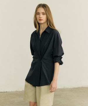 언발란스 버튼 여밈 셔츠 차콜