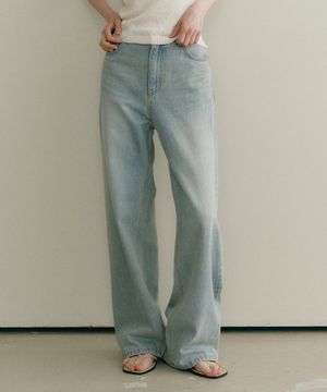 에센셜 와이드 데님 팬츠 라이트블루