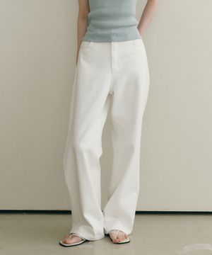 에센셜 와이드 데님 팬츠 화이트