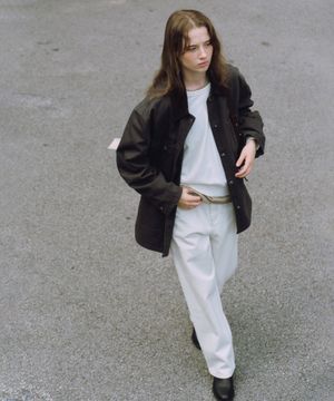 카펜터 와이드 데님 팬츠 화이트