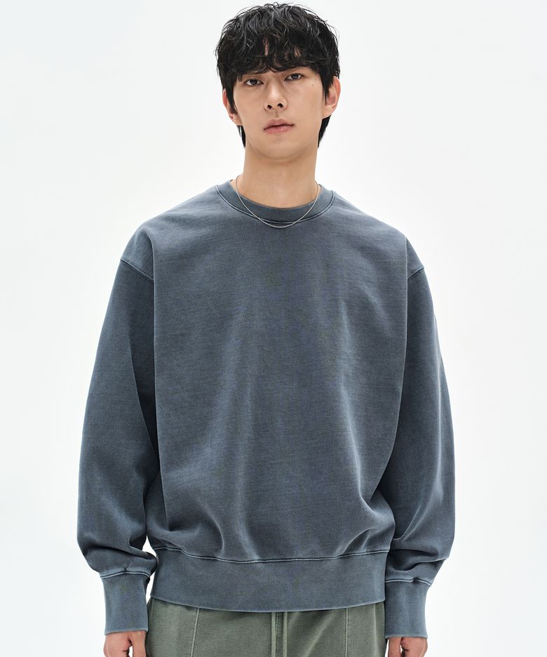 780G 라이트 피그먼트 맨투맨-스톤 네이비-