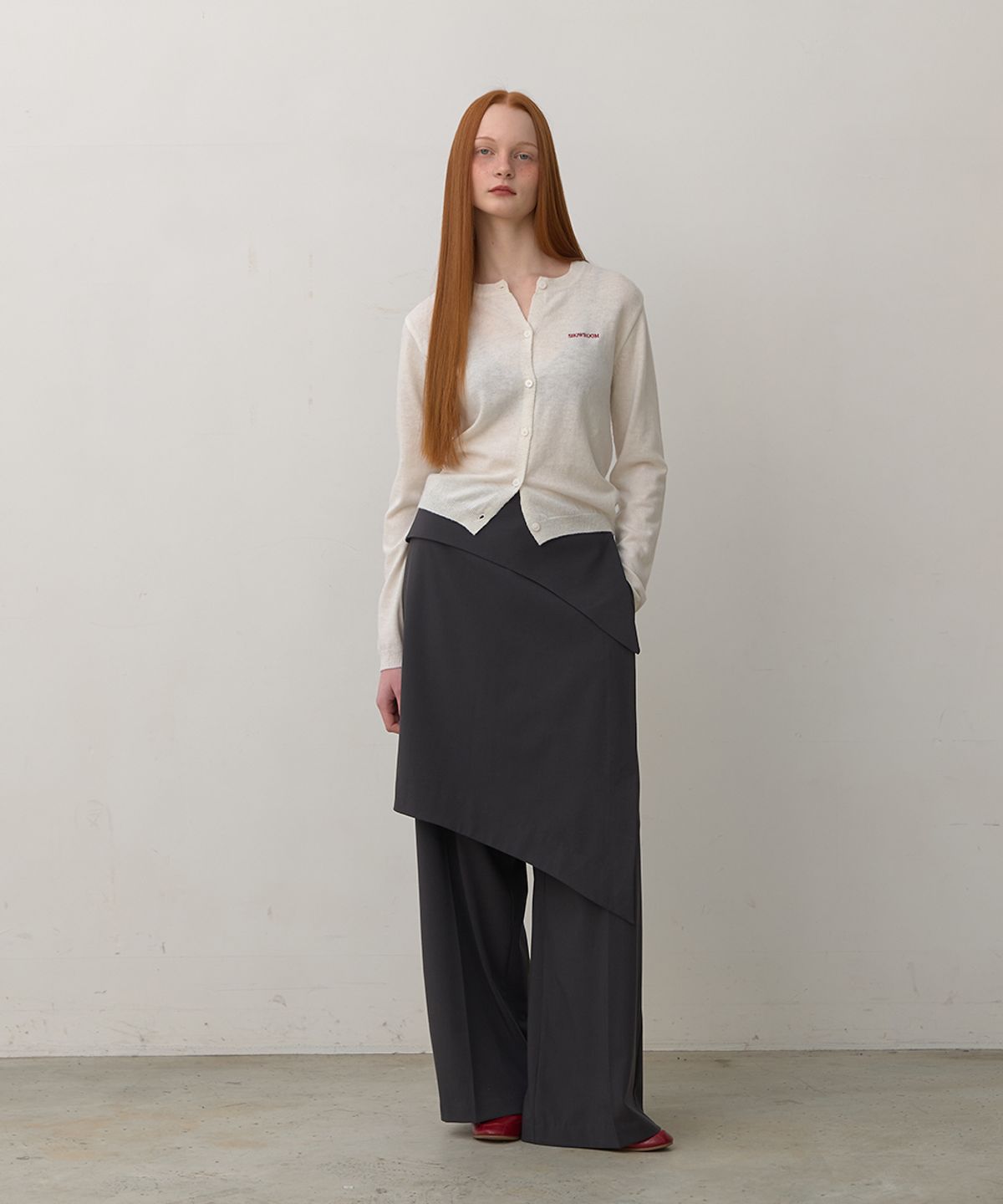 320쇼룸(320SHOWROOM) Layer Skirt Wide Slacks Charcoal