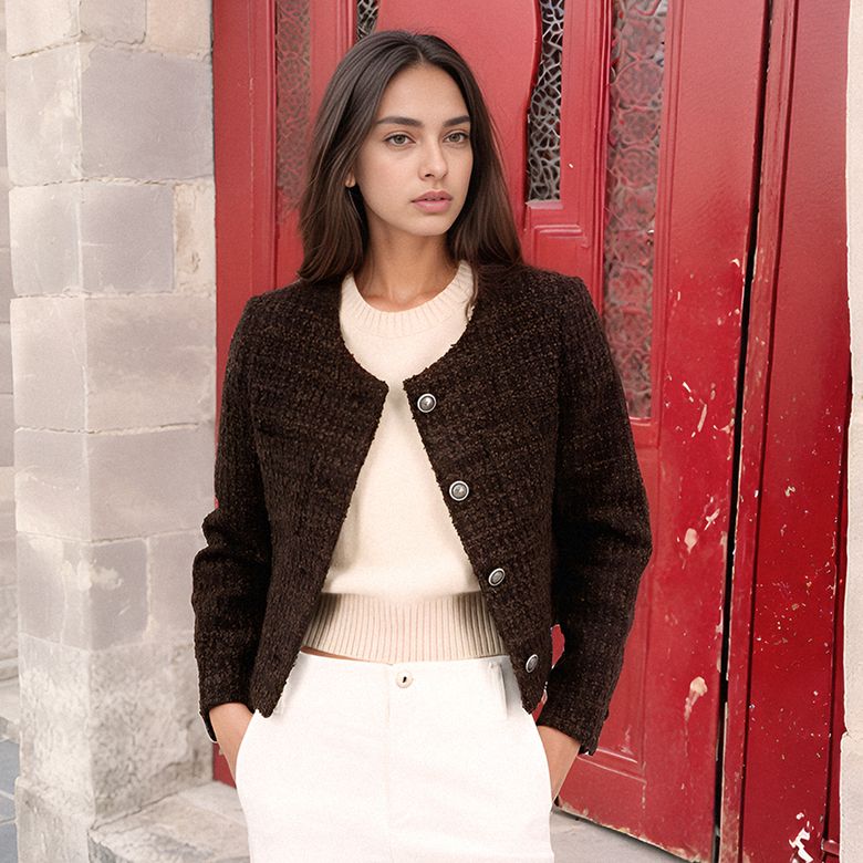 Texture Tweed Jacket _Brown