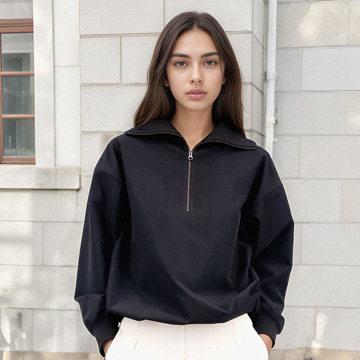 아쿠드(ACUD) Half Zip-up Sportive Blouse _Black