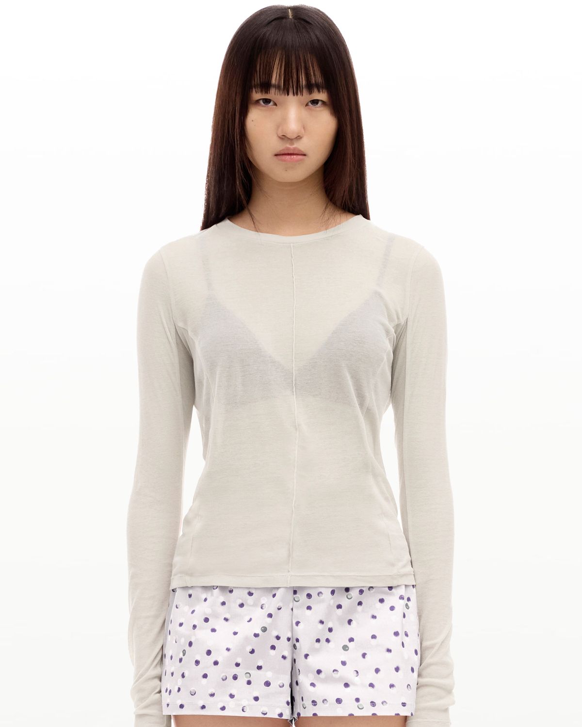후포(HOOPOE) love sheer long sleeve t-shirt_powder grey