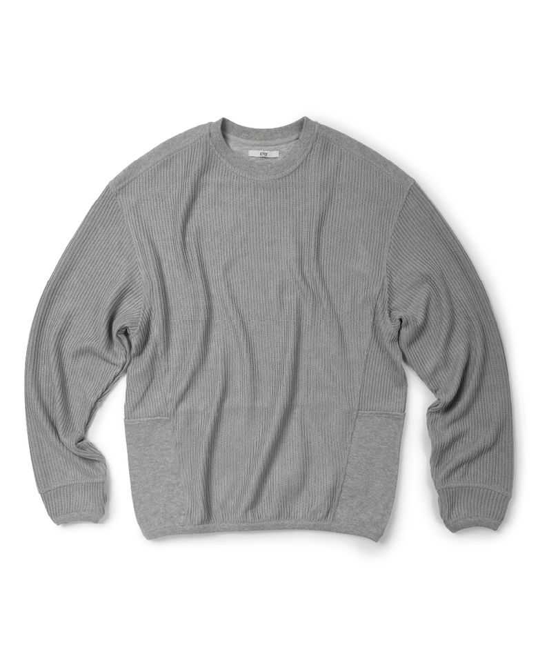 PANNEL CREW NECK KNIT (GRAY)