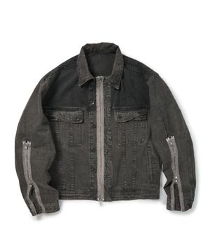 DYED ZIPPER TRUCKER JACKET 2.0 (CHARCOAL)