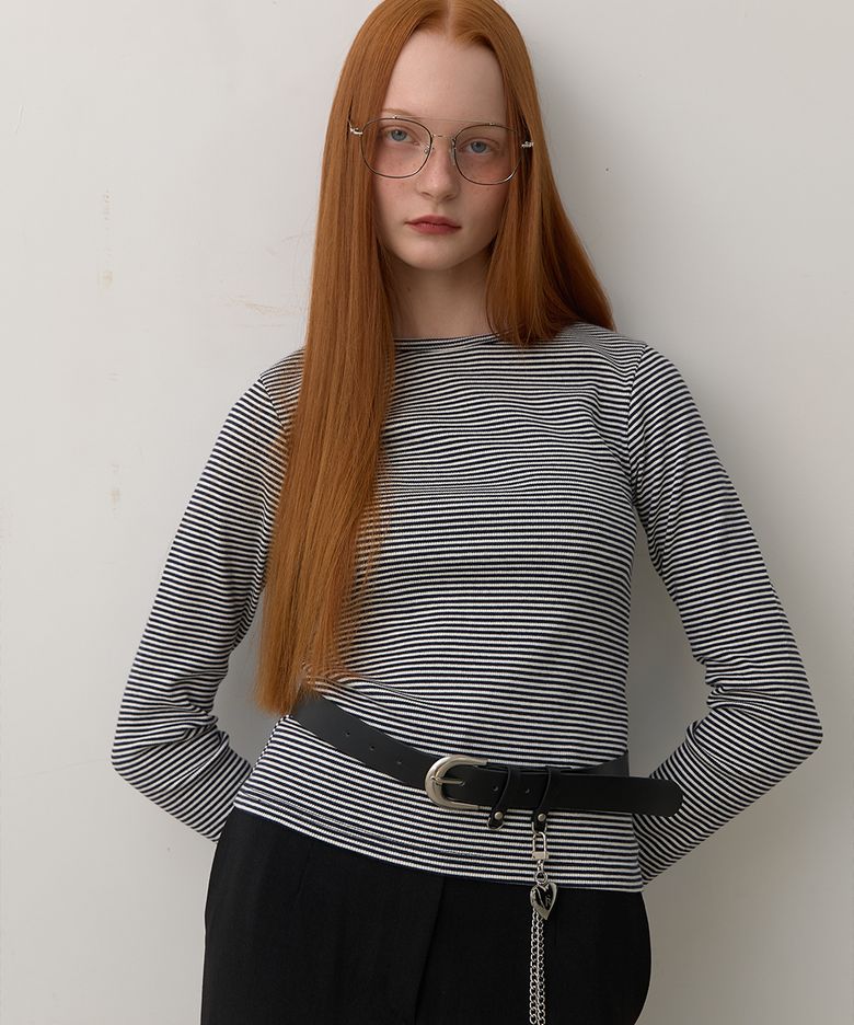 Noah Stitch Stripe Tee Navy