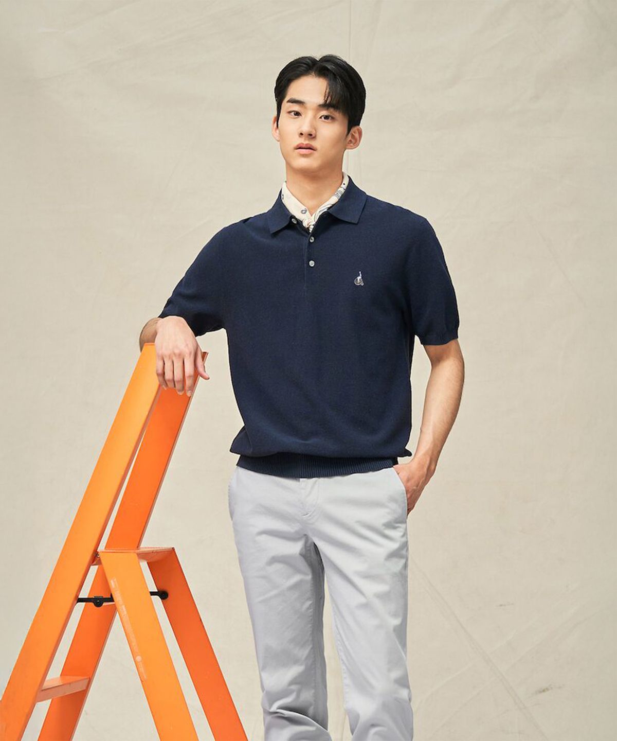 빈폴 멘(BEANPOLE MEN) 젠틀 칼라넥 니트  네이비 (BC5251C24R)