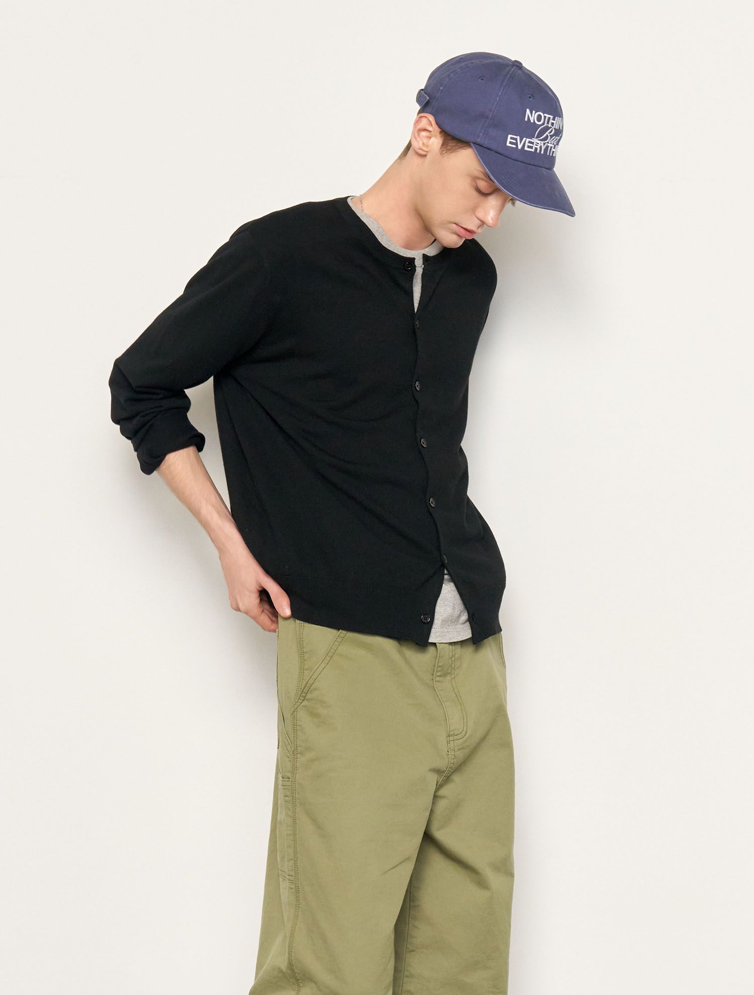 MUSINSA | GENERAL IDEA MAN Wool Crewneck Cardigan [BLACK
