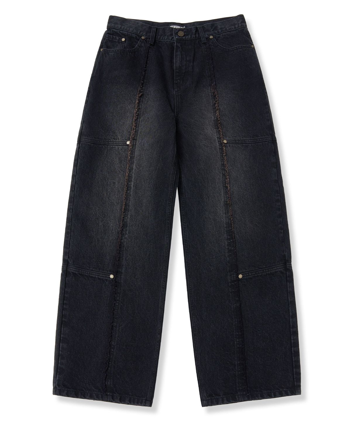 브라운브레스(BROWNBREATH) RAW EDGE LINE DENIM PANTS - BLACK