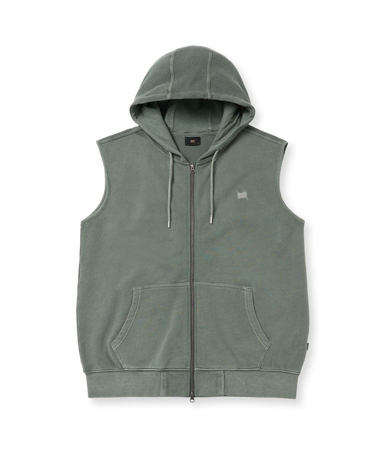 PIGMENT TAG HOOD VEST - KHAKI