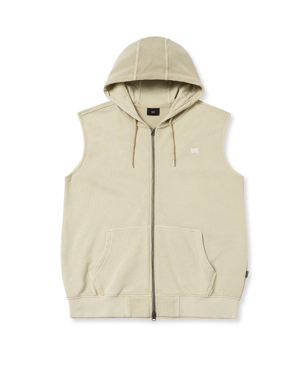 브라운브레스(BROWNBREATH) PIGMENT TAG HOOD VEST - BEIGE