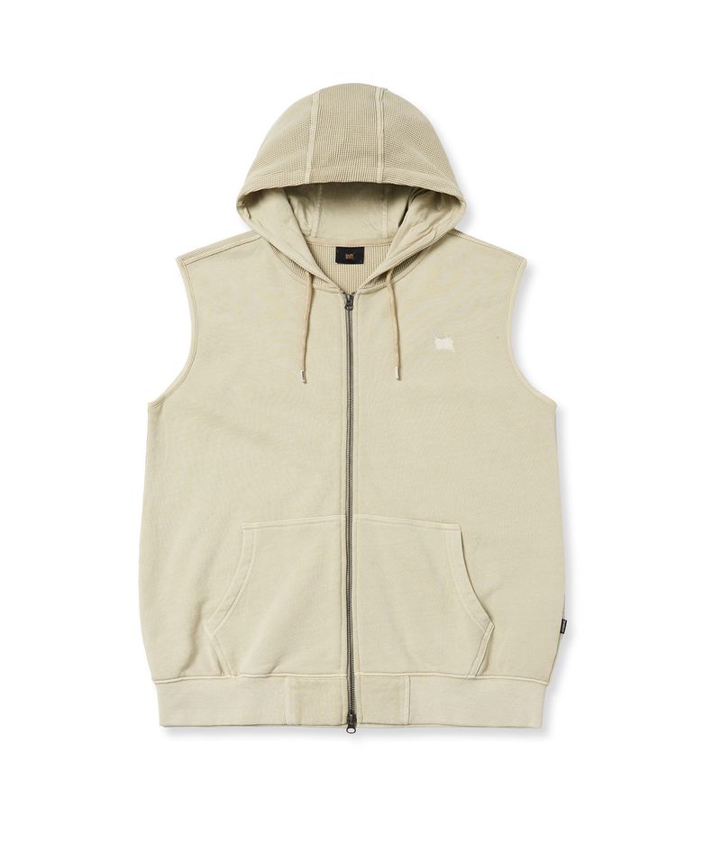 PIGMENT TAG HOOD VEST - BEIGE