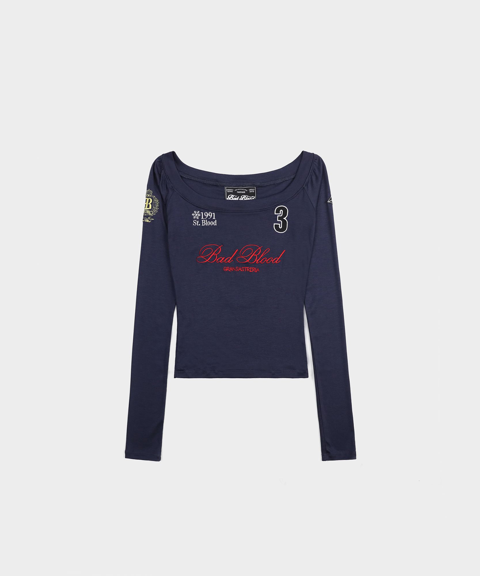 [BADBLOOD]★SAINT BLOOD OFF-SHOULDER TOP-3色 MUSINSA | BADBLOOD Saint Blood Off Shoulder Top - Red