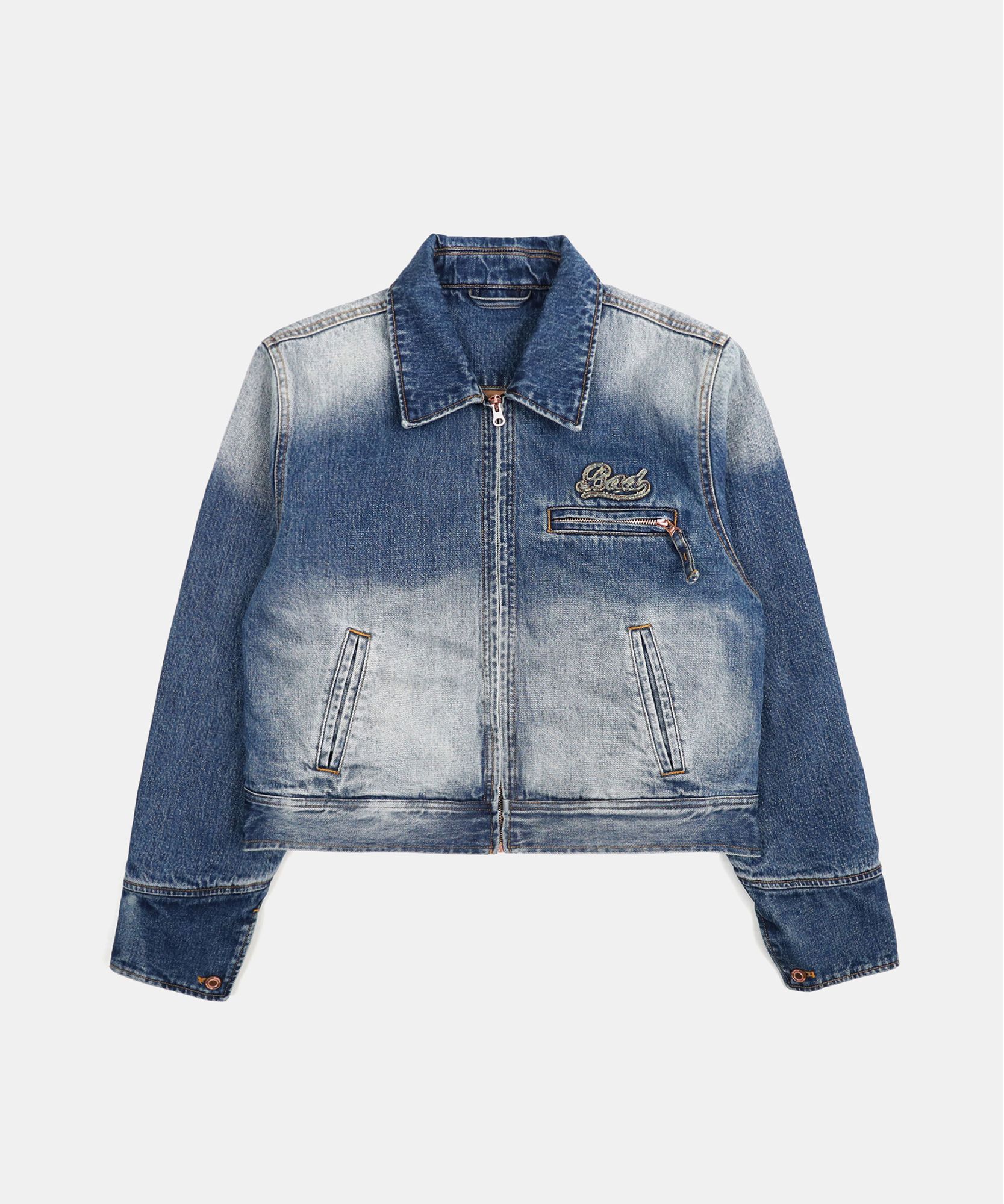 BADBLOOD ♥ Embossed B Denim Trucker Jacket /追跡付 MUSINSA公式 | BADBLOOD Embossed B Denim Trucker Jacket - Blue