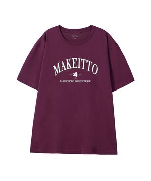 [PAINTING LETTERING]CREW NECK TEE_WINE
