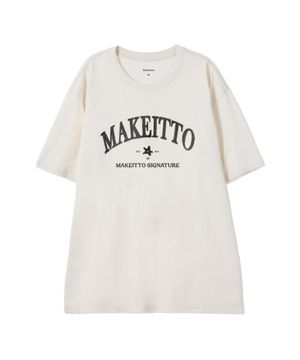 [PAINTING LETTERING]CREW NECK TEE_CREAM