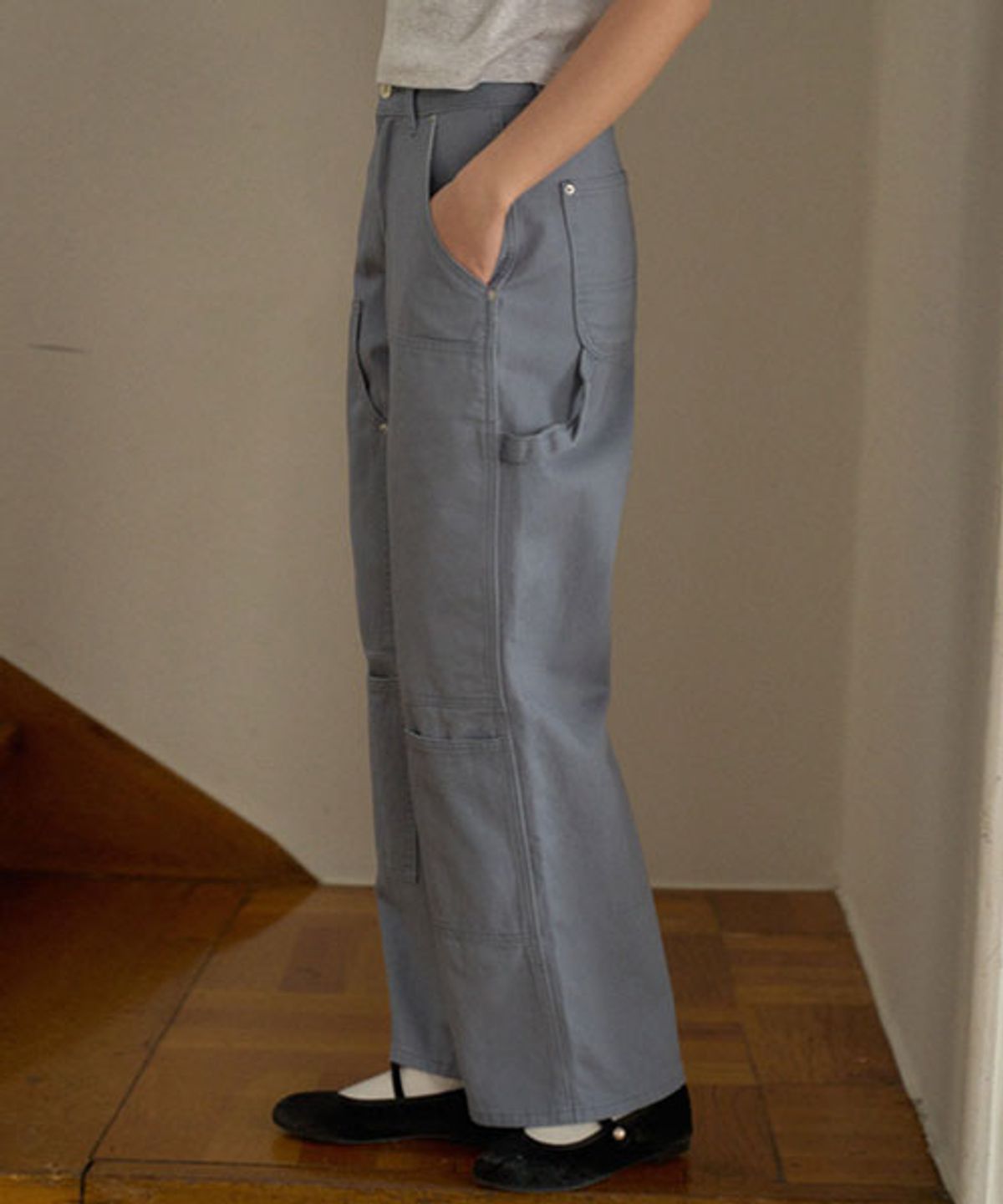 헤인트(HAINT) DOUBLE KNEE CARPENTER WIDE PANTS