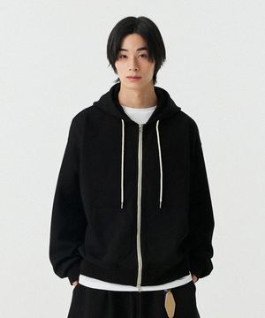 [M~4XL] 와플 투웨이 후드 집업_블랙