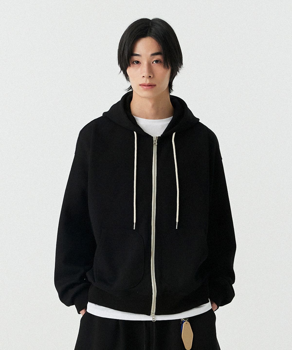 스탠즈(STENDS) [M~4XL] 와플 투웨이 후드 집업_블랙