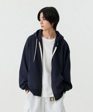 [M~4XL] 와플 투웨이 후드 집업_네이비