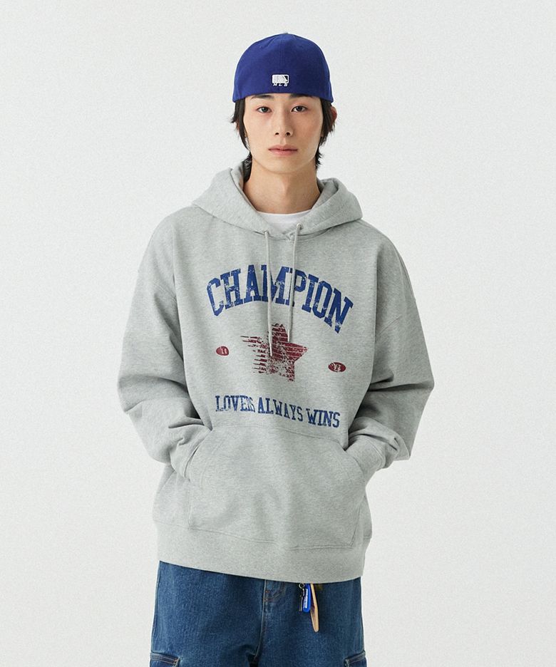 [M~4XL] 챔피온 러버스 후드티_멜란지 그레이