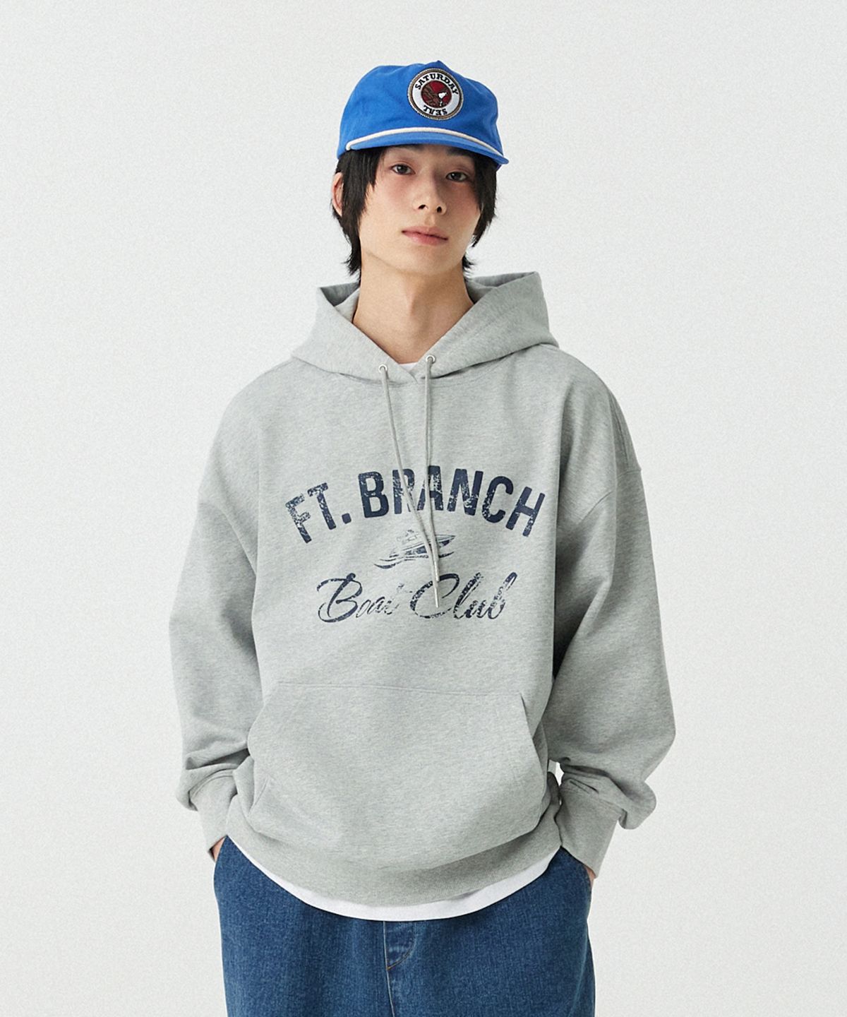 스탠즈(STENDS) [M~4XL] 보트 클럽 후드티_멜란지 그레이