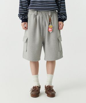 [M~4XL] 벨트 루프 카고 스웻 쇼츠_멜란지 그레이