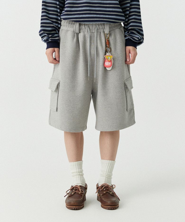 [M~4XL] 벨트 루프 카고 스웻 쇼츠_멜란지 그레이