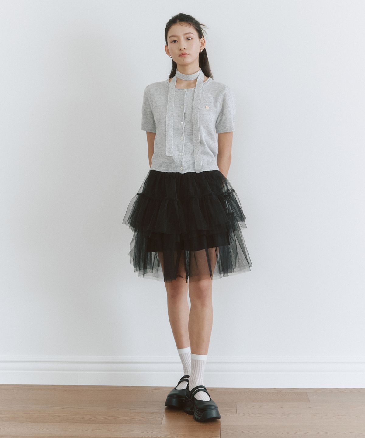 쎄미(SSEMI) CANCAN LAYERED MINI SKIRT(BK)