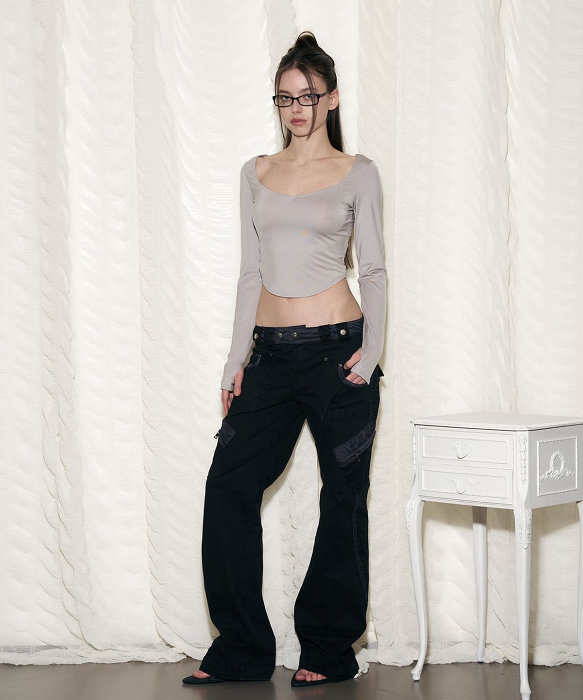 플리즈노팔로우(PLEASENOFOLLOW) Camilla Side Pocket Pants  (Black)