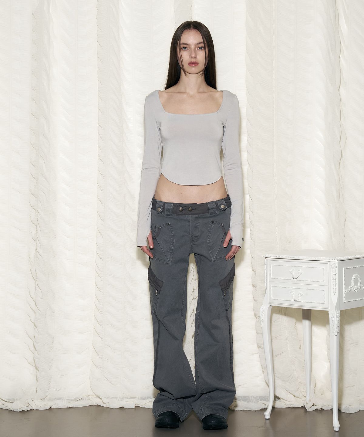 플리즈노팔로우(PLEASENOFOLLOW) Camilla Side Pocket Pants  (Grey)