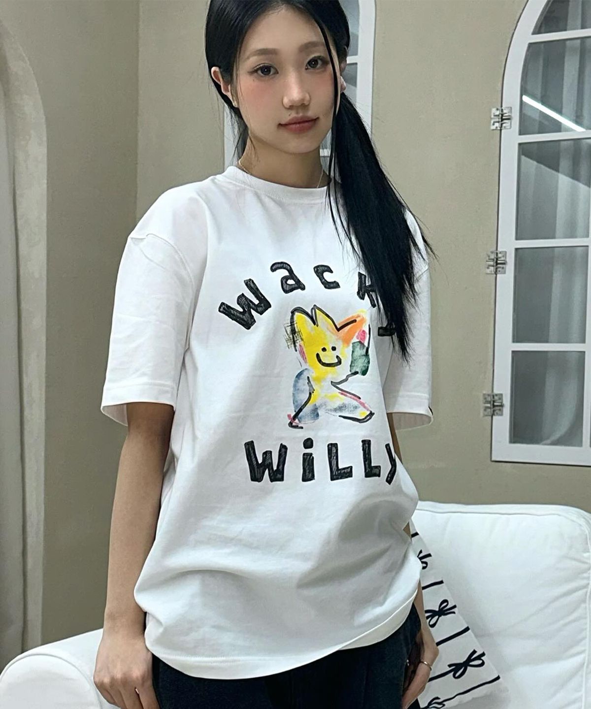 와키윌리(WACKY WILLY) 빅 키키 그래픽 반팔 티셔츠 화이트