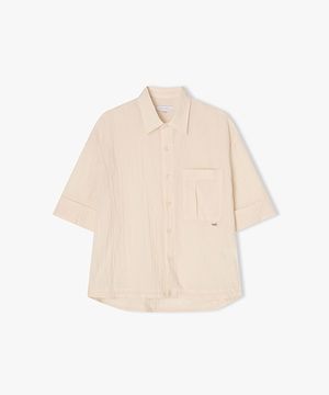 [25SS] LLM31510 아이보리 하프 주름지 사이드 스트링 반팔 셔츠