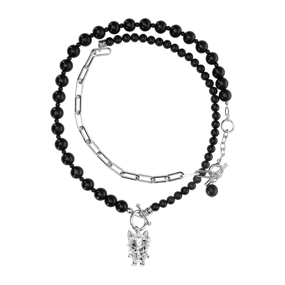 【BLACKPURPLE】25SS★ Cattus onyx multi-wrap necklace MUSINSA | BLACK PURPLE Cattus onyx multi-wrap necklace