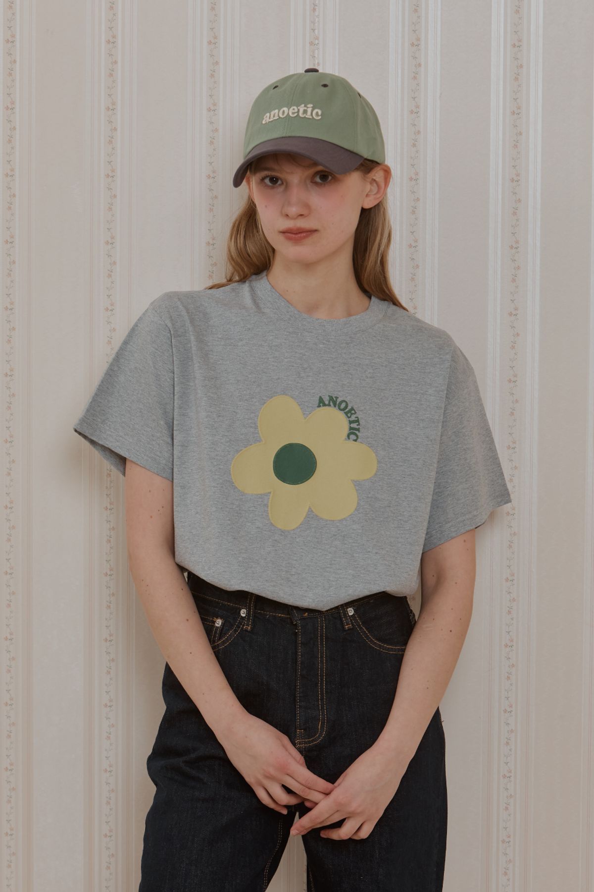 아노에틱(ANOETIC) ANC FLOWER PIECE T-SHIRT_GREY