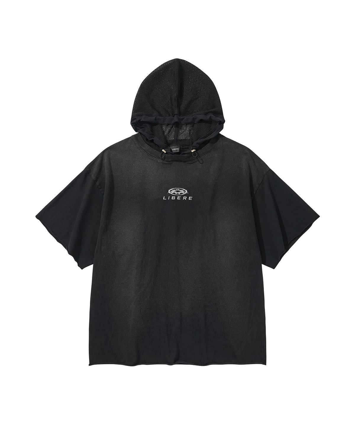 리베레(LIBERE) MESH HOOD T-SHIRT / BLACK