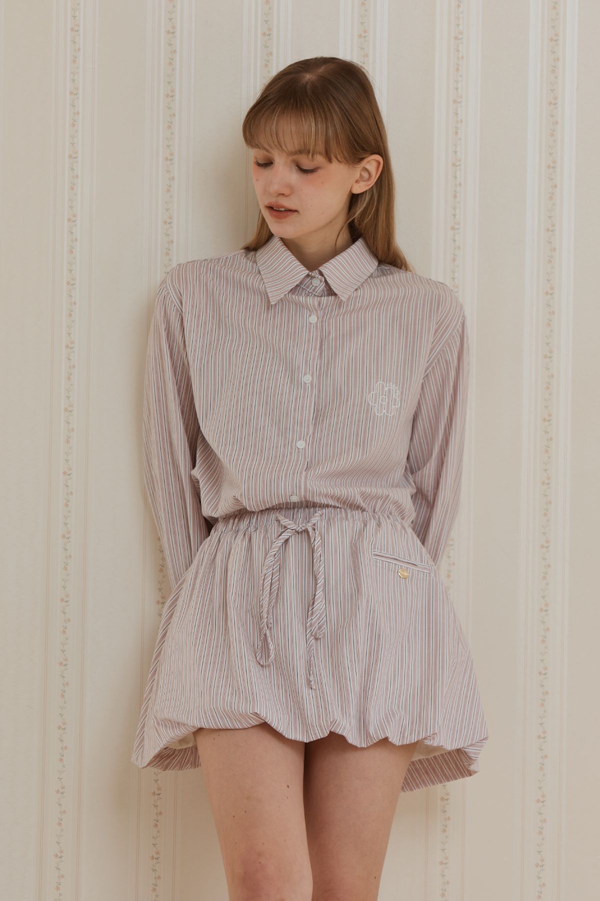 아노에틱(ANOETIC) STRIPE BALLOON SKIRT_PINK
