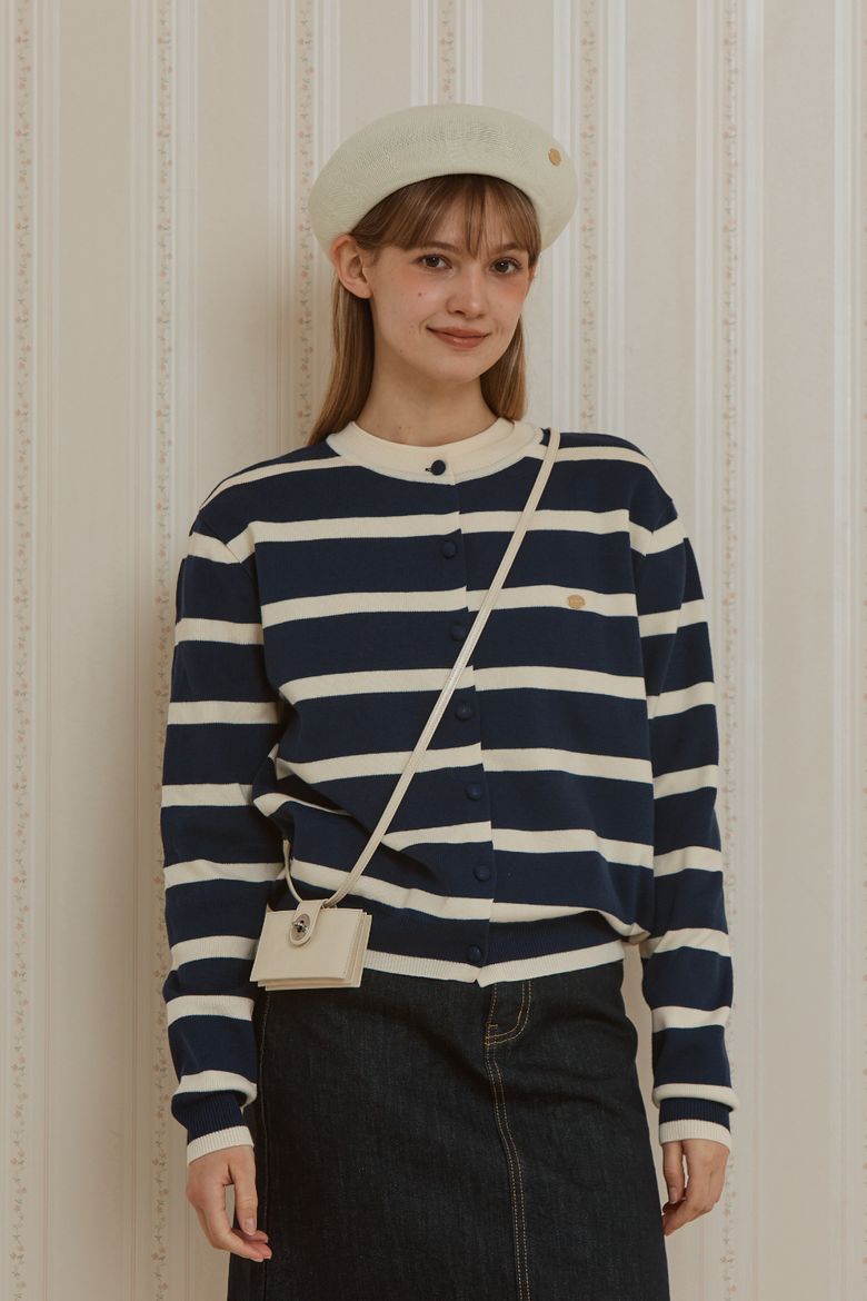 ANC BASIC STRIPE CARDIGAN_NAVY
